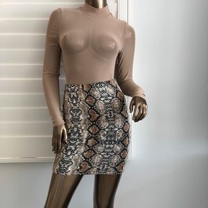 Brown Snake Through Mini Skirt!